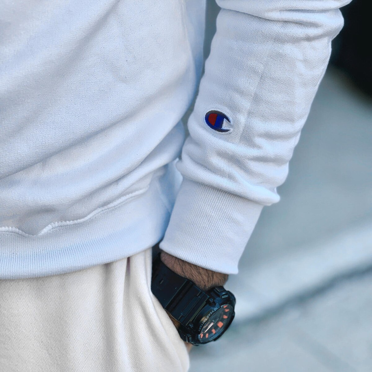 Champion® Walking Cy White Crewneck Sweatshirt
